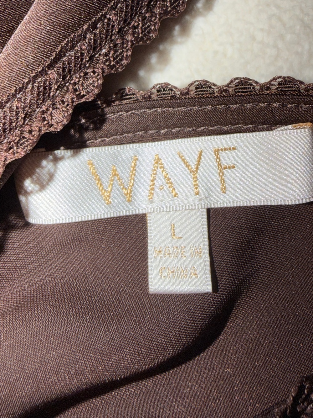 Wayf Chocolate Brown V-Neck Drawstring Waist Blouse - Picture 2 of 5